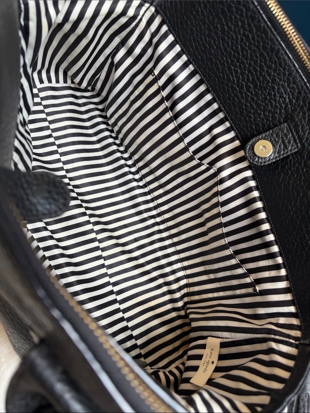Kate Spade New York Black Pebbled Leather Satchel Tote Tassel Bag